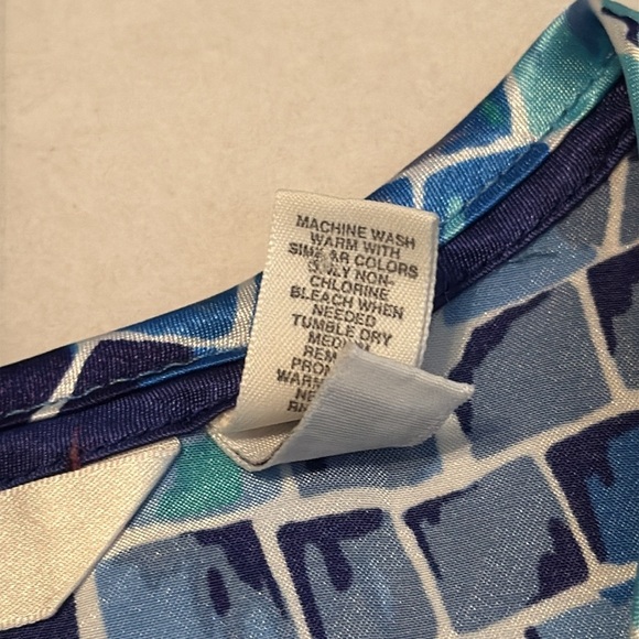 Victoria's Secret Satin Sleep Shirt in Blue Geometric Tile Print Size M - Picture 9 of 10